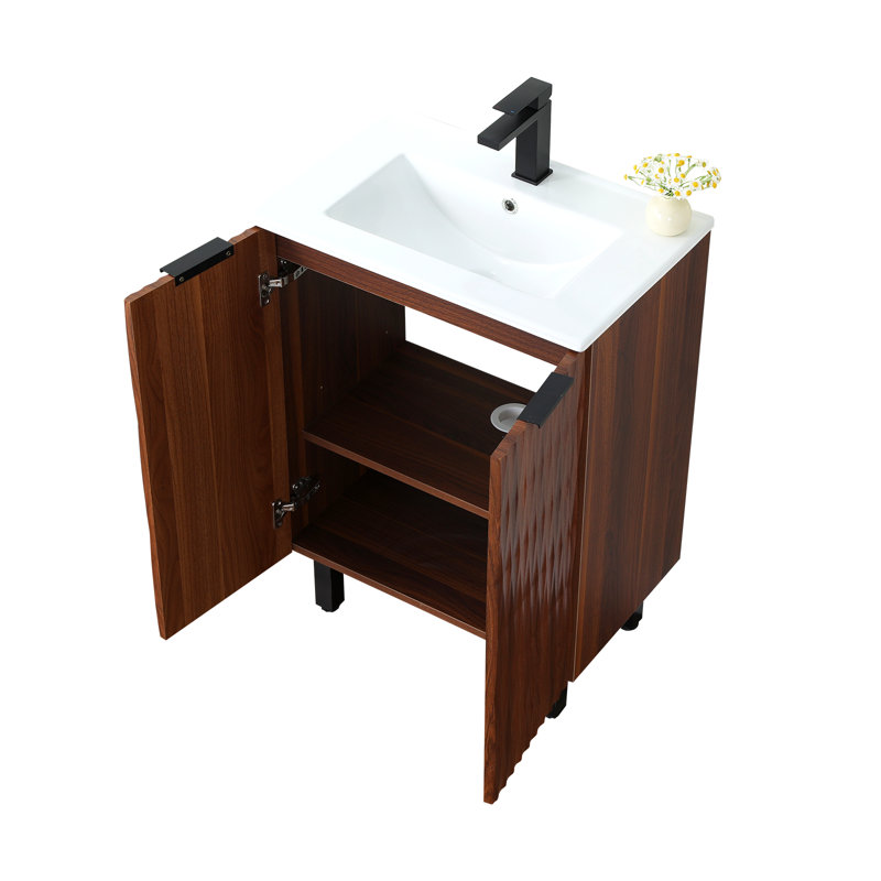 Meuble-lavabo simple 36 po avec plateau en céramique, 24"