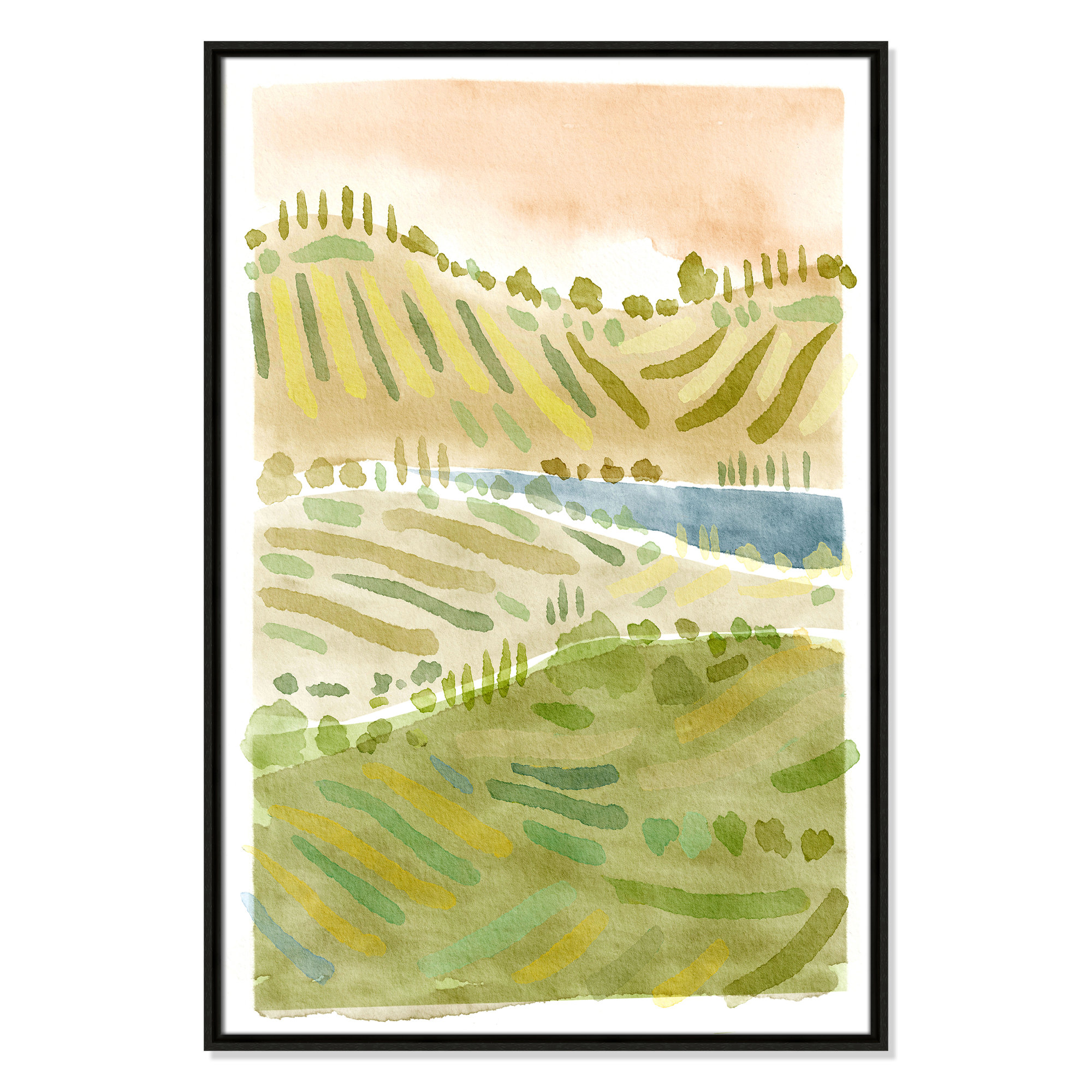 Tuscan Countryside Print by Leah Straatsma, Espresso Floater Framed Canvas, 37.5" H x 25.5" W x 2" D, No Mat