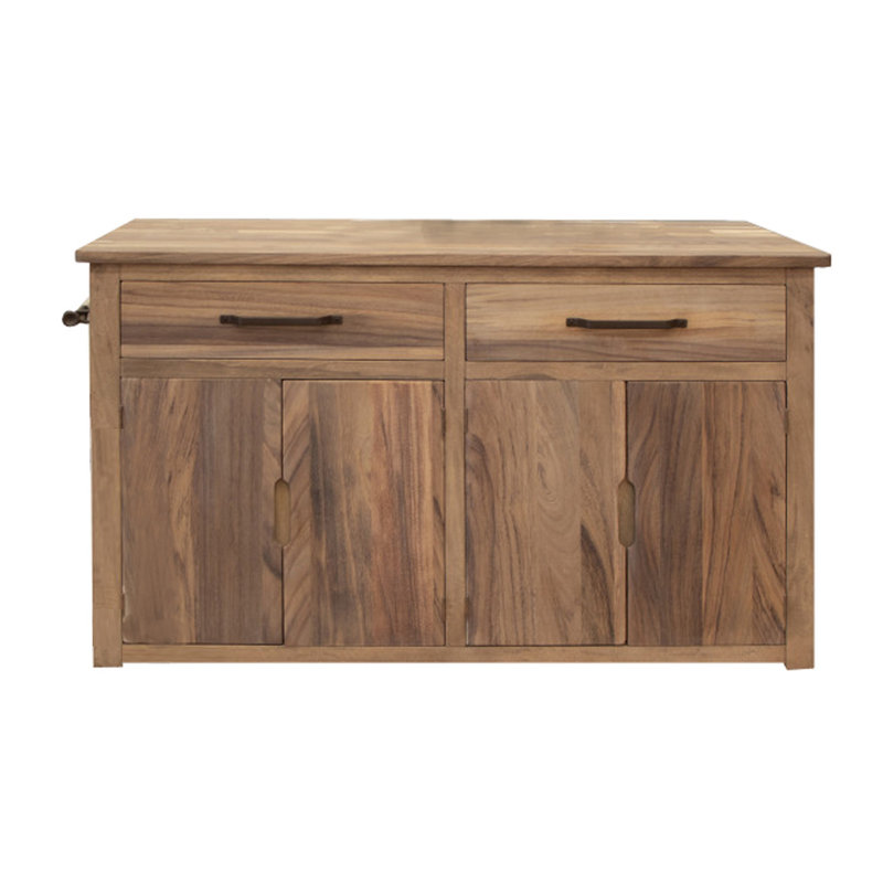 Îlot de cuisine 60 po Nesa, 2 tiroirs, 4 portes, tablette, brun