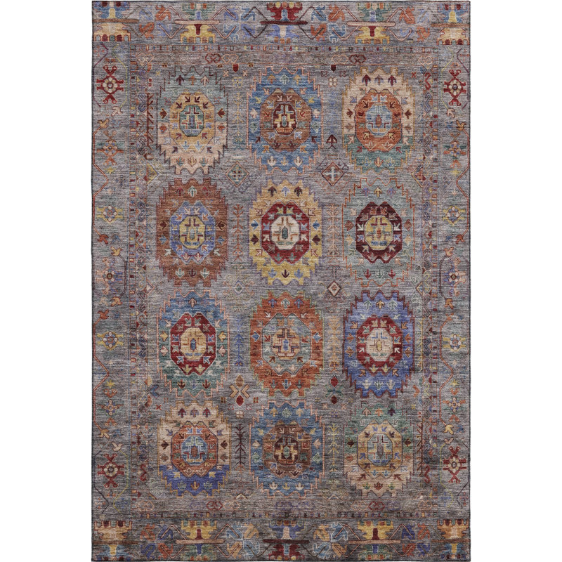 Premium Machine Washable Mayfield AMF2227 Panel Rug, Gray, 2'6" x 3'10"