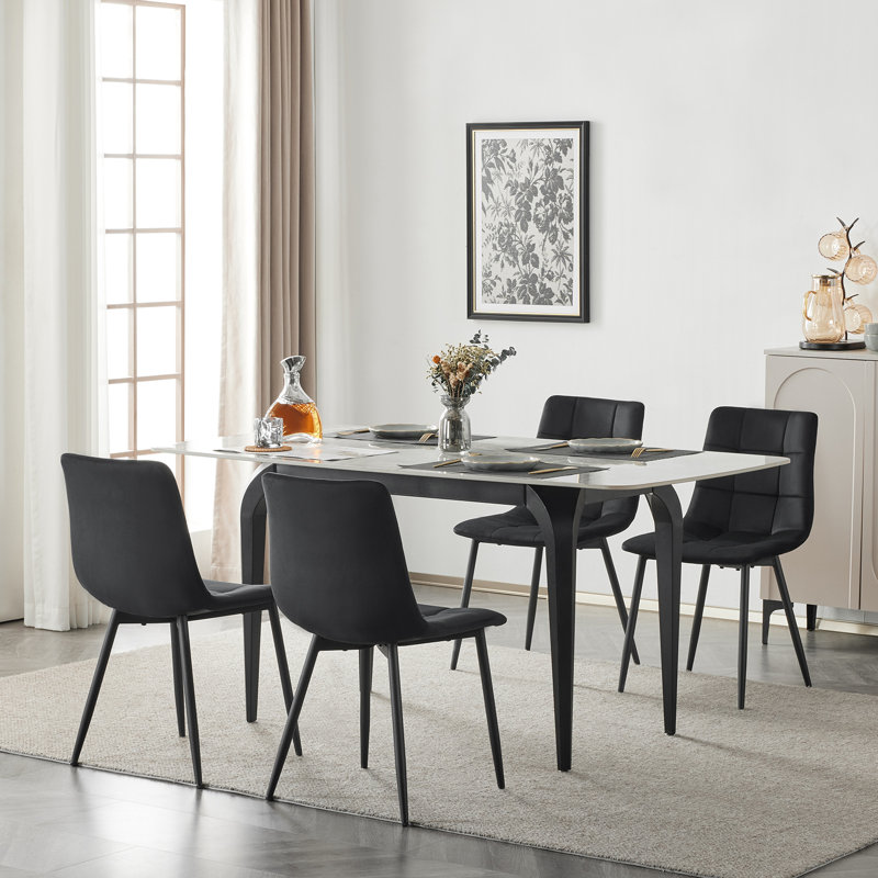 Amatrudo 44.5cm H Velvet Upholstered Side Chair, Black
