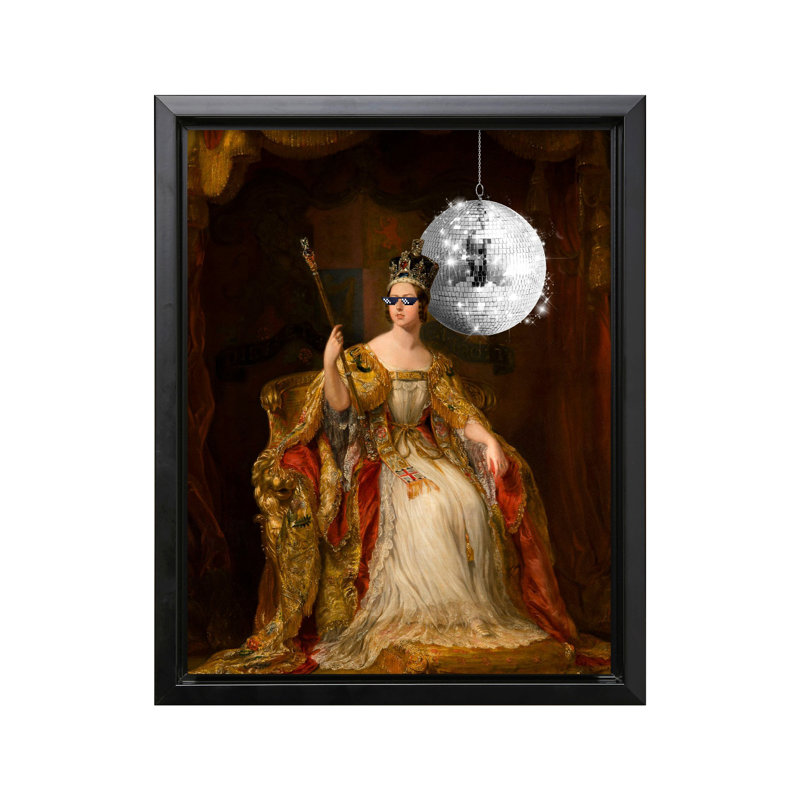 Couronnement de la reine altérée, 16"H x 20"W, Canvas, Black Framed