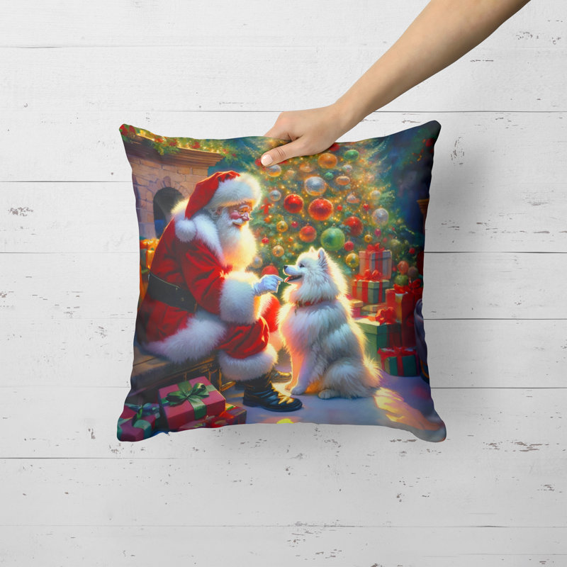 Coussin American Eskimo and Santa Claus, H 18 po x l 18 po