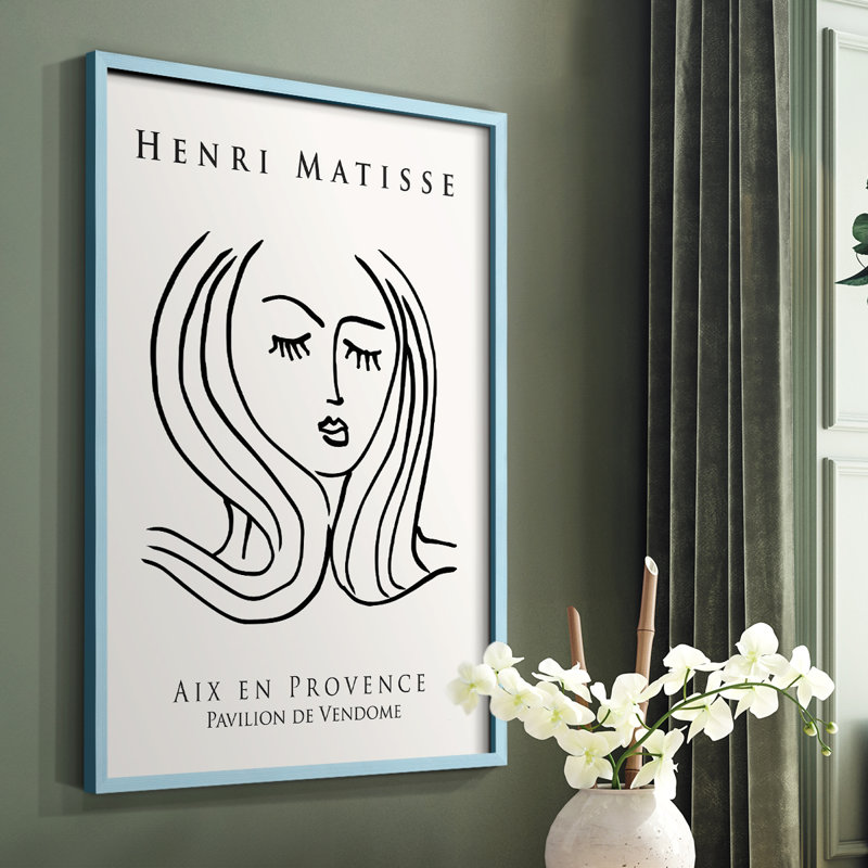 Matisse CXLVII, reproduction encadrée - bois massif, Bleu, H 10 po x l 8 po