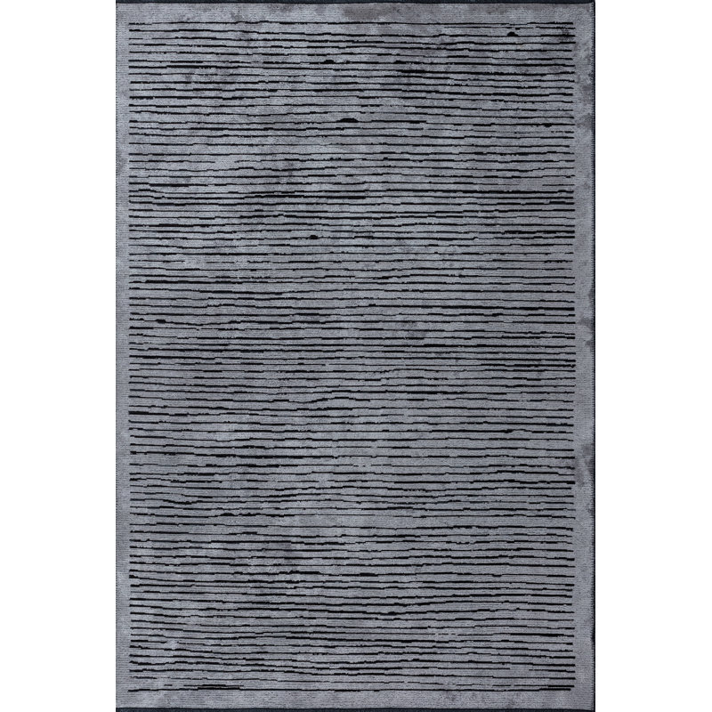 Rapture Black/Gray Stripes Luxury Area Rug, Rectangle 7'10" x 11'2"