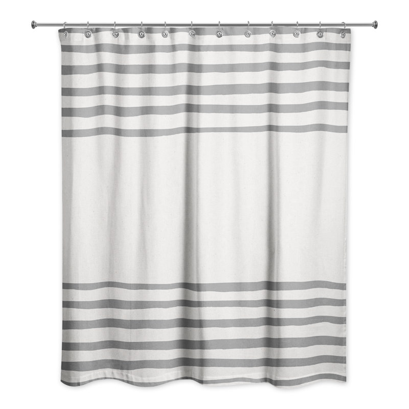 Rideau de douche simple à rayures Treutlen, Gris