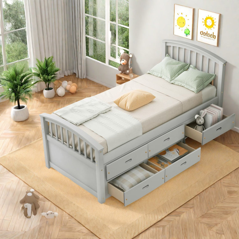 Lit simple avec rangement en bois de style moderne pour enfants