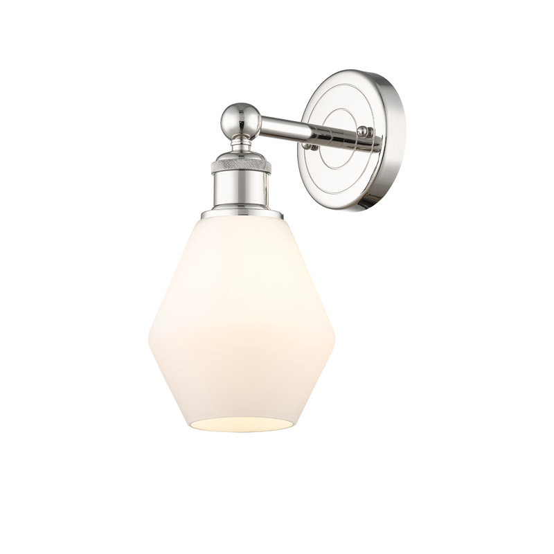 Amylea Armed Sconce, Cased Matte White, Polished Nickel