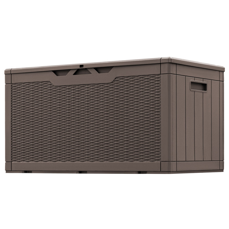 Furmax 48.6'' W 100 Gallons Resin Lockable Deck Box, Dark Brown