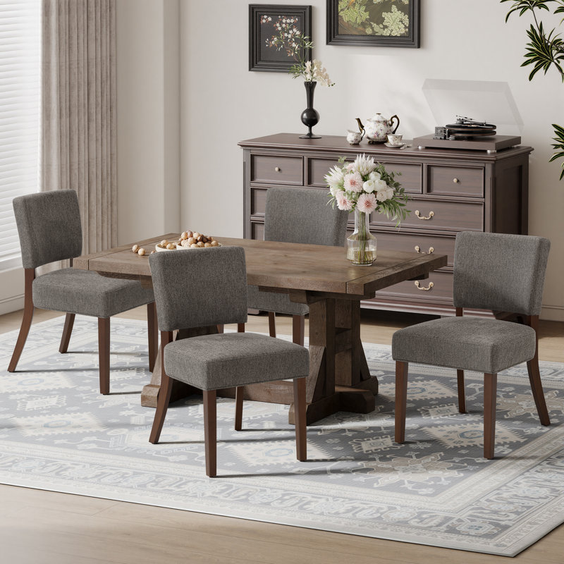 Upholstered Solid Wood Parsons Side Dining Chair, Brown