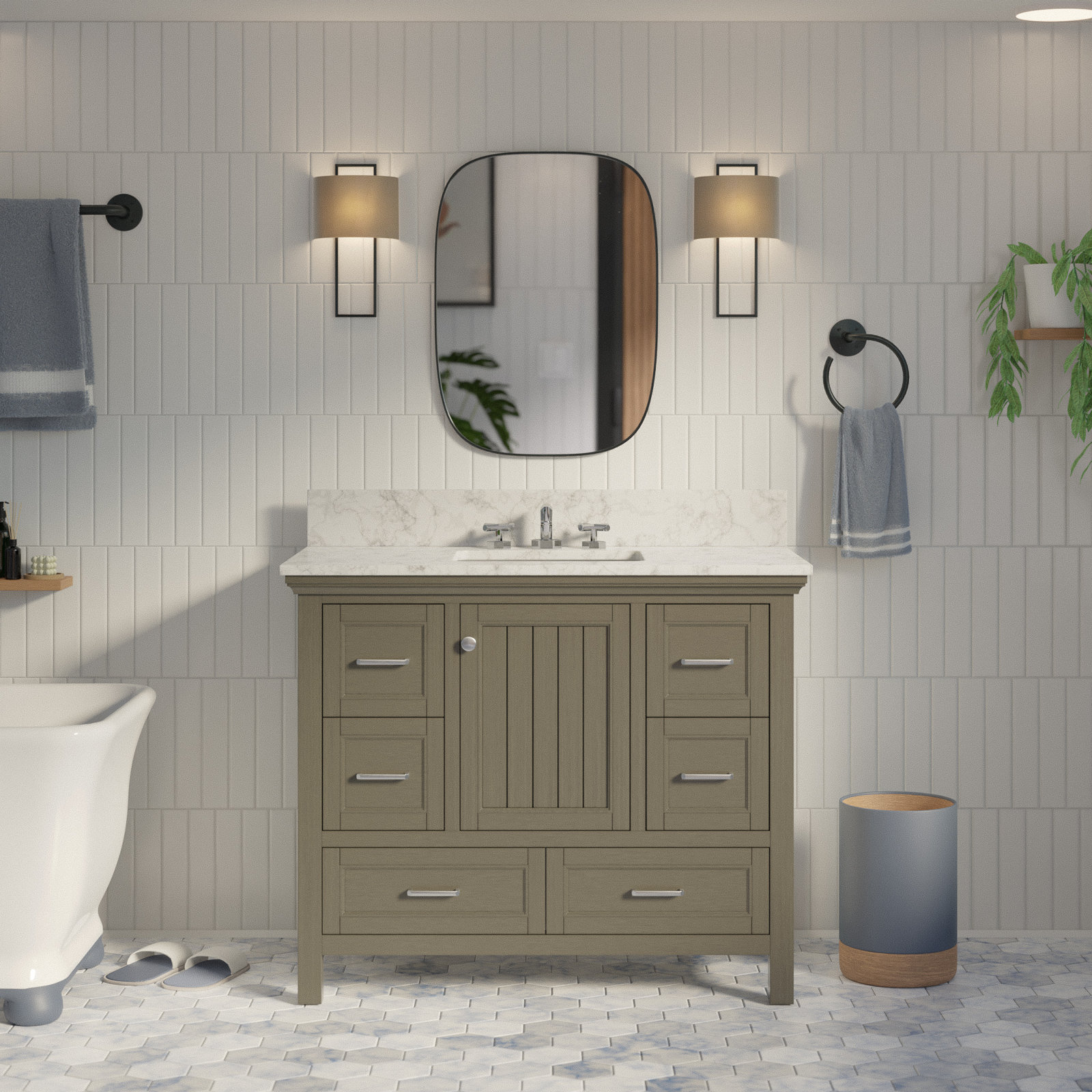 Maven 42'' Single Bathroom Vanity, Weathered Gray