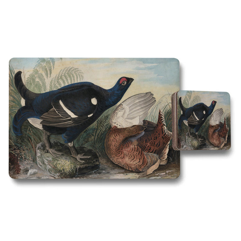 Duck Themed Placemats And Coasters Set With Vintage Artwork