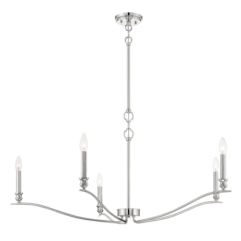 Lustre 5 lumières Meridian en nickel poli, Nickel