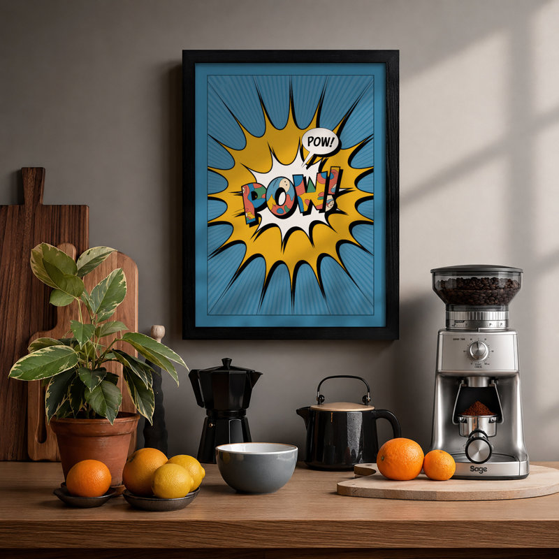Comic Explosion Burst Retro - Framed Print, Black, A4 - 29.7 x 21.0 cm