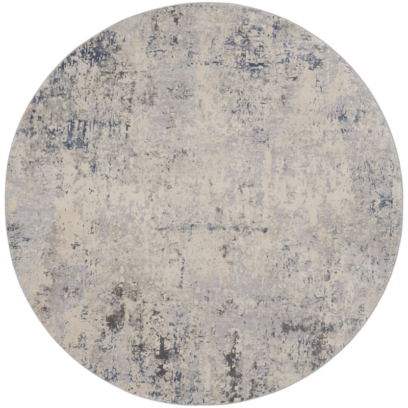 Tapis moderne ivoire, Rond 7 pi 10 po