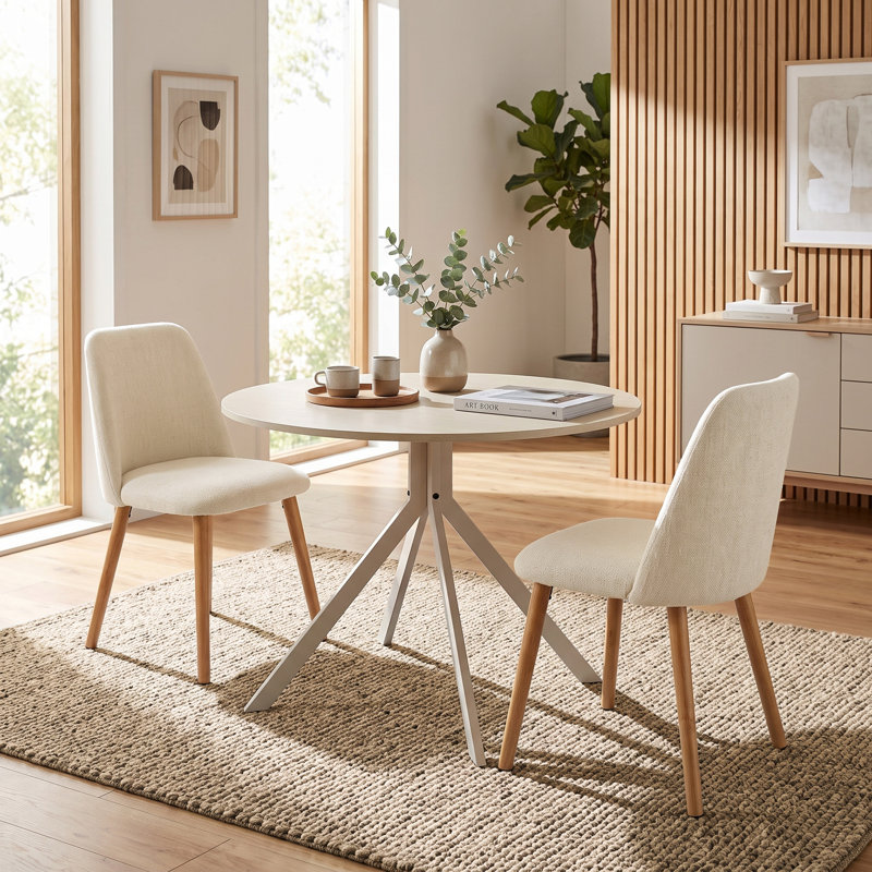 48 cm H Upholstered Dining Chair, Cream, 2, Cream