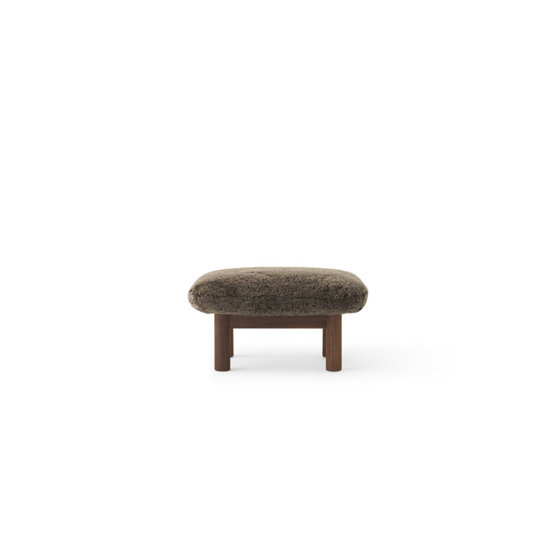 Brasilia Ottoman, Sheepskin Root, Walnut