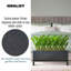 Indoor Raised Trough Planter, Concrete Effect Rectangular Plant Pot with Hammered Pattern, Black Flower Pot on Metal Stand-93635332