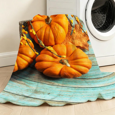 Yellow Ultra Soft Flannel Fleece Throw Blanket,Fall with Single-Sided Print