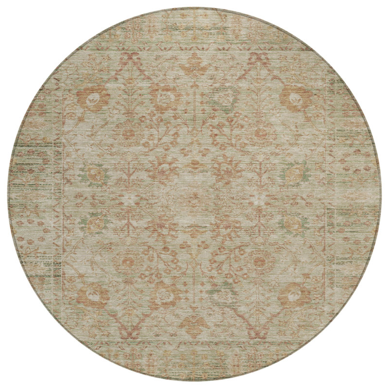 Tapis rond 8 po beige et brun