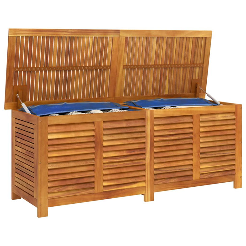 Boîte de rangement pour l'extérieur vidaXL 90 gallons, boîte de rangement, bois d'acacia avec sac résistant à l'eau, brun 59,1 po x 19,7 po x 22,0 po