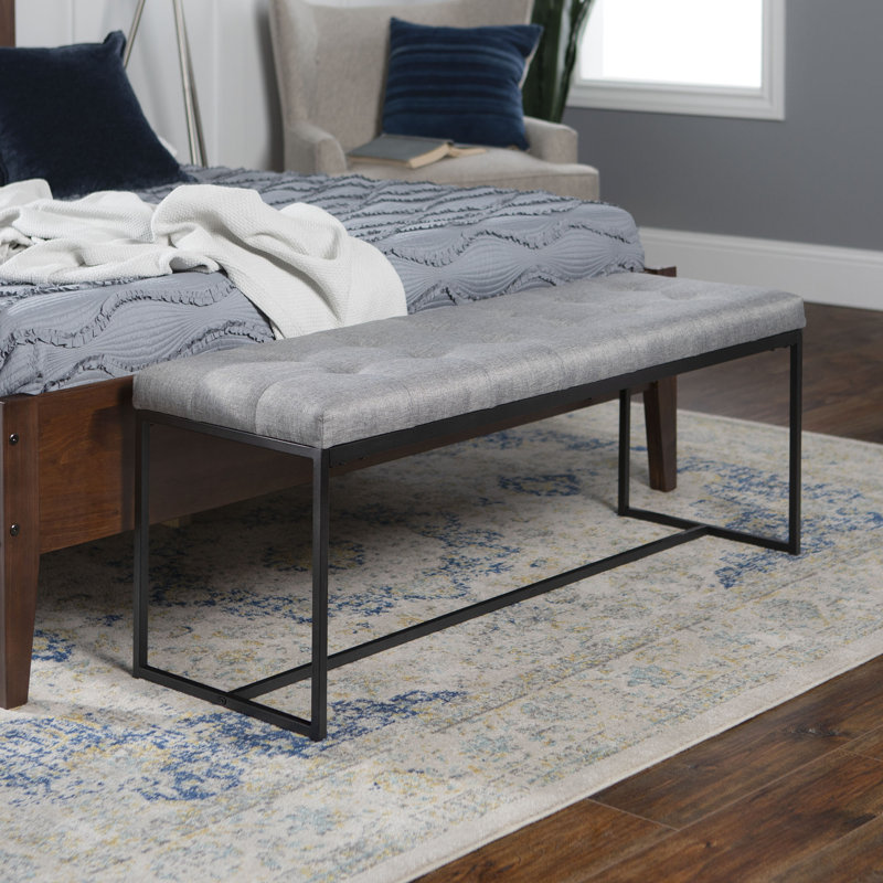 Wansley Linen Upholstered Bench, Grey