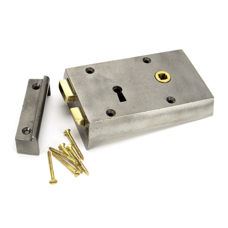 Rim Lock Iron, 8.6cm H x 15cm W x 3.1cm D