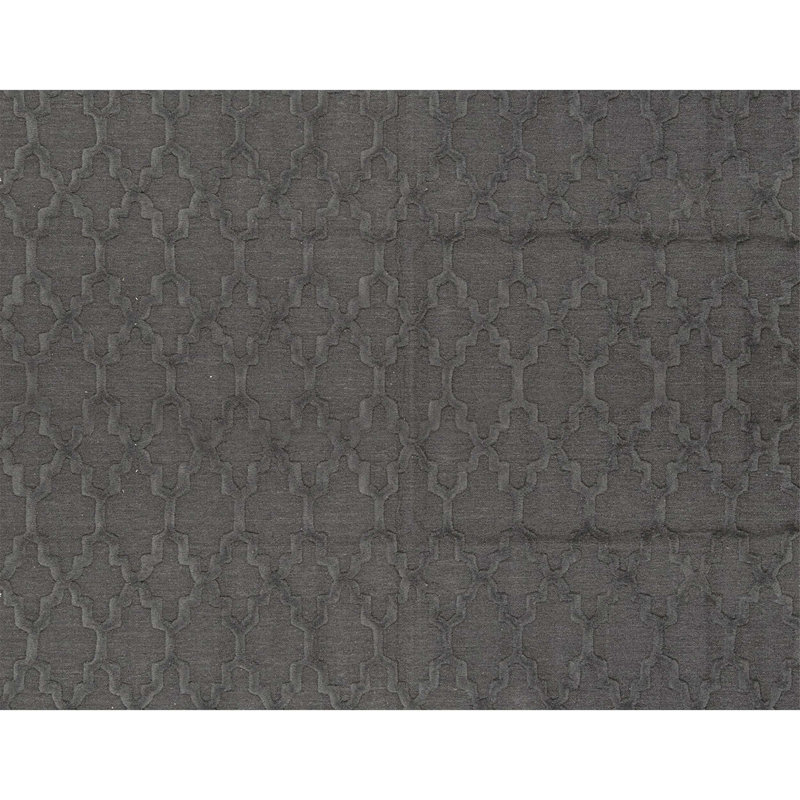 Wool Geometric Area Rug in Gray