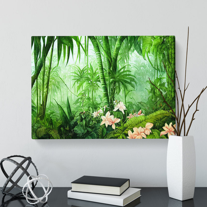 Watercolour Jungle Vol.2 - Wrapped Canvas, 35cm H x 50cm W x 3cm D