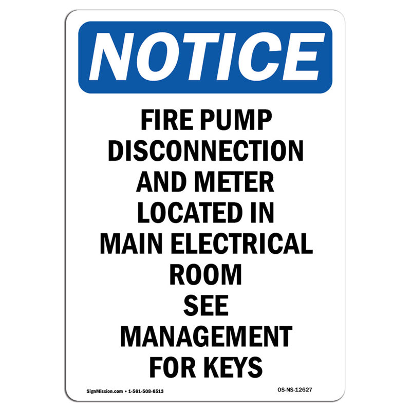 Fire Pump Disconnection and Meter Sign