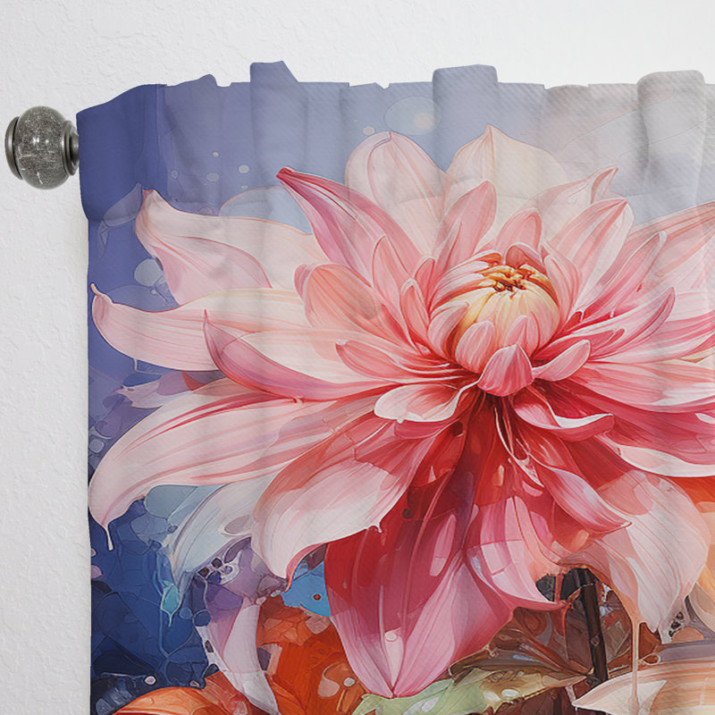 Khadime - Rideau obscurcissant floral Dahlia - 1 panneau, L 52 po x L 95 po