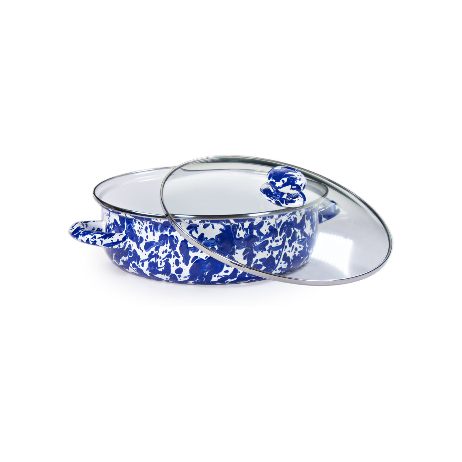 Golden Rabbit Gadberry Non Stick Porcelain Enamel Saute Pan with Lid, Cobalt, 5 Qt.