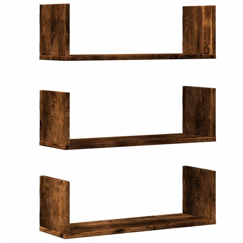 Riziero Floating Shelf, 18cm H x 58cm W x 18cm, Smoked Oak
