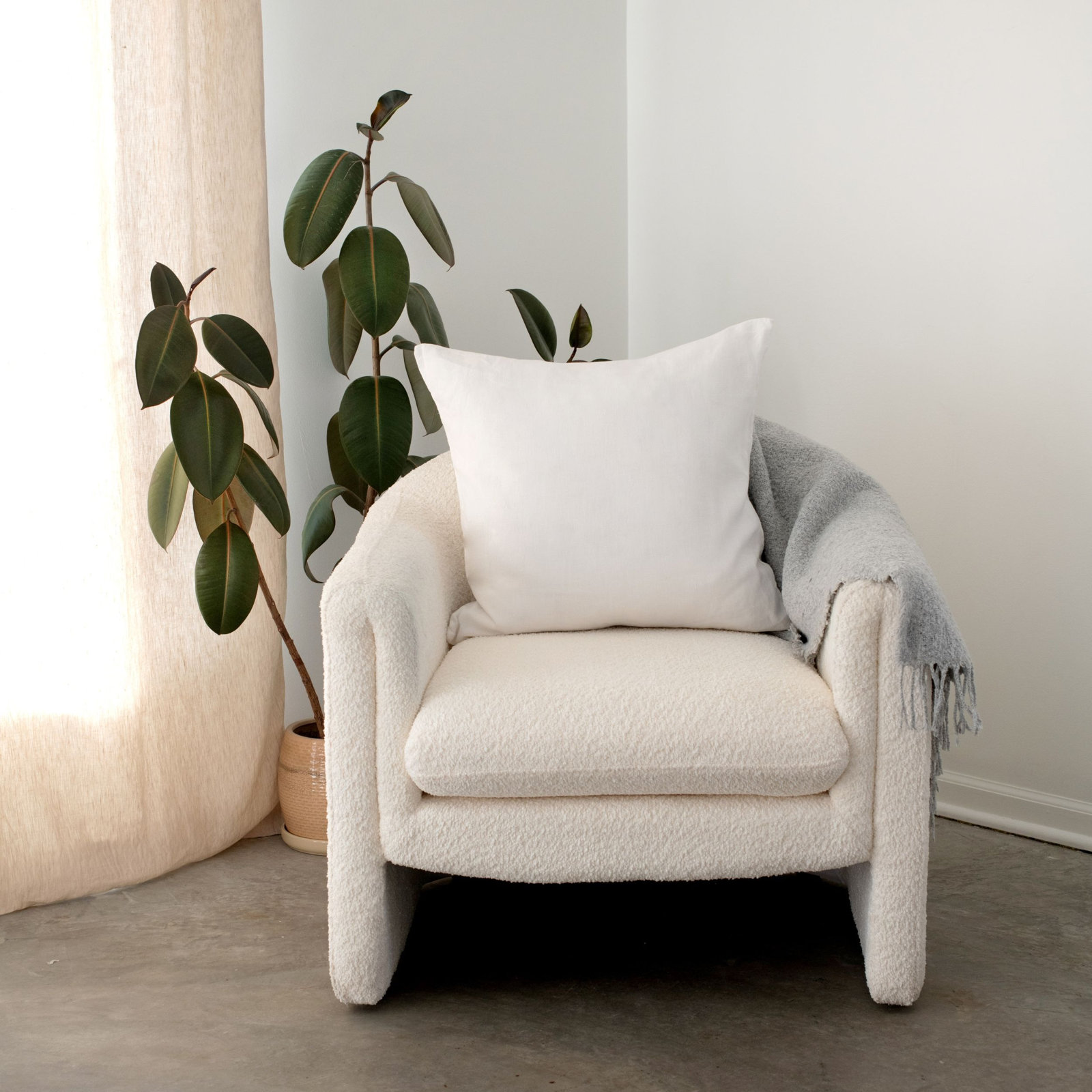 Linen Pillow Cover, Cream, Square 20", Pillow Cover Only - No Insert