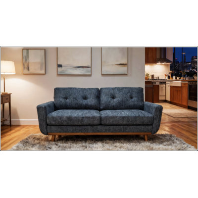67.7 Wide Mid-Century Modern Upholstered Tufted Loveseat Sofa With Wooden Legs For Contemporary Living Spaces And Timeless Design
