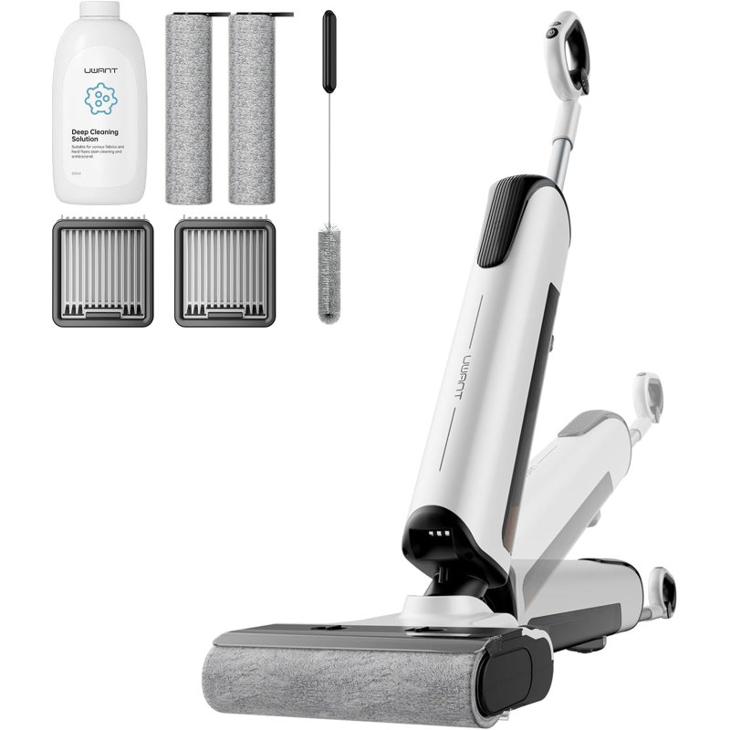 Wet Dry Vacuum Cleaner 180°Lay-Flat Vacuum Mop All In One With 18000Pa Suction Auto Self-Cleaning Anti Odor Stick Pushin Mop Dual-Edge Cleaning Electeic Mop Set For Hard Floor/Carpet