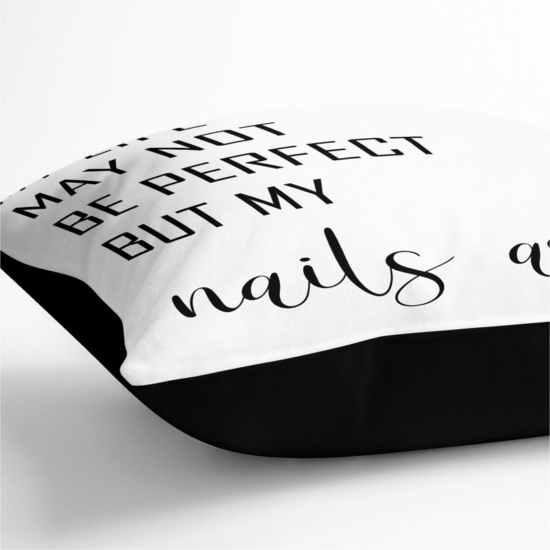My Life May Not Be Perfect Typography Scatter Cushion with Filling, 40cm H x 40cm W x 15cm D, Black