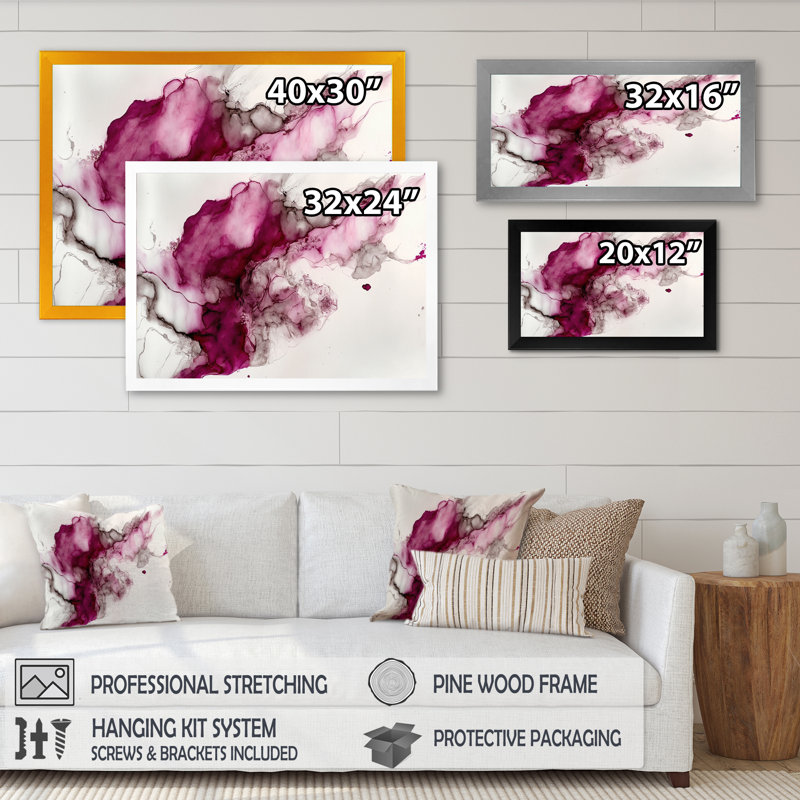 Ancien mystère in Viva Magenta V - reproduction sur toile, H 12 po x l 20 po x P 1 po, Toile avec cadre photo noir