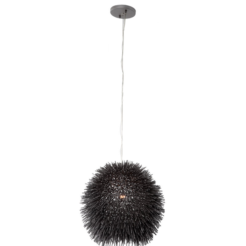 Urchin 1-Light Uber Mini Pendant - Black, Black, 6" H x 6.25" W x 6.25" D