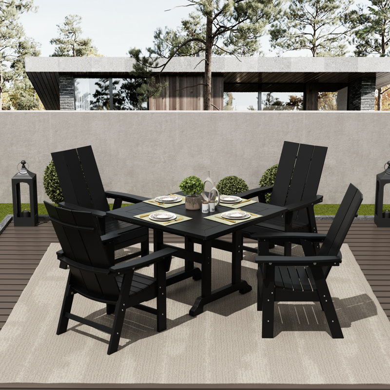 Joubert 4 - Person Patio Dining Set with Square Table, Black