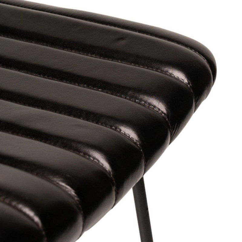 Seburn Counter Stool with Metal Frame, Black Leather