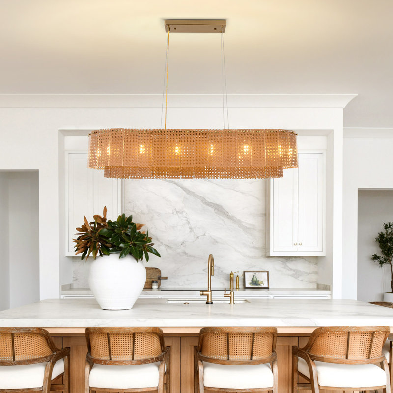 Modern Rattan Pendant Light With Acrylic Panels And Natural Texture