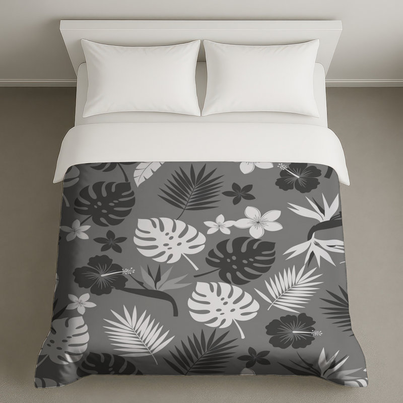 Housses de couette à feuilles tropicales monochromes, Lit simple