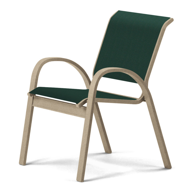Chaise de patio empilable Hiraku, Vert forêt 22D Sunbrella® vert, Désert texturé