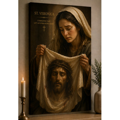 Grande reproduction d'art sur toile 24 x 36 pouces, passion de la passion sacrée, impression de la foi chrétienne - Veronica Compassion