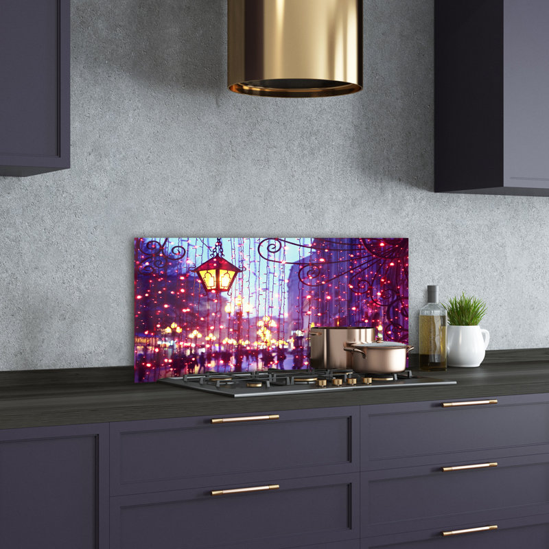 Akashia Purple - Lights In The City - No Frame Print on Glass