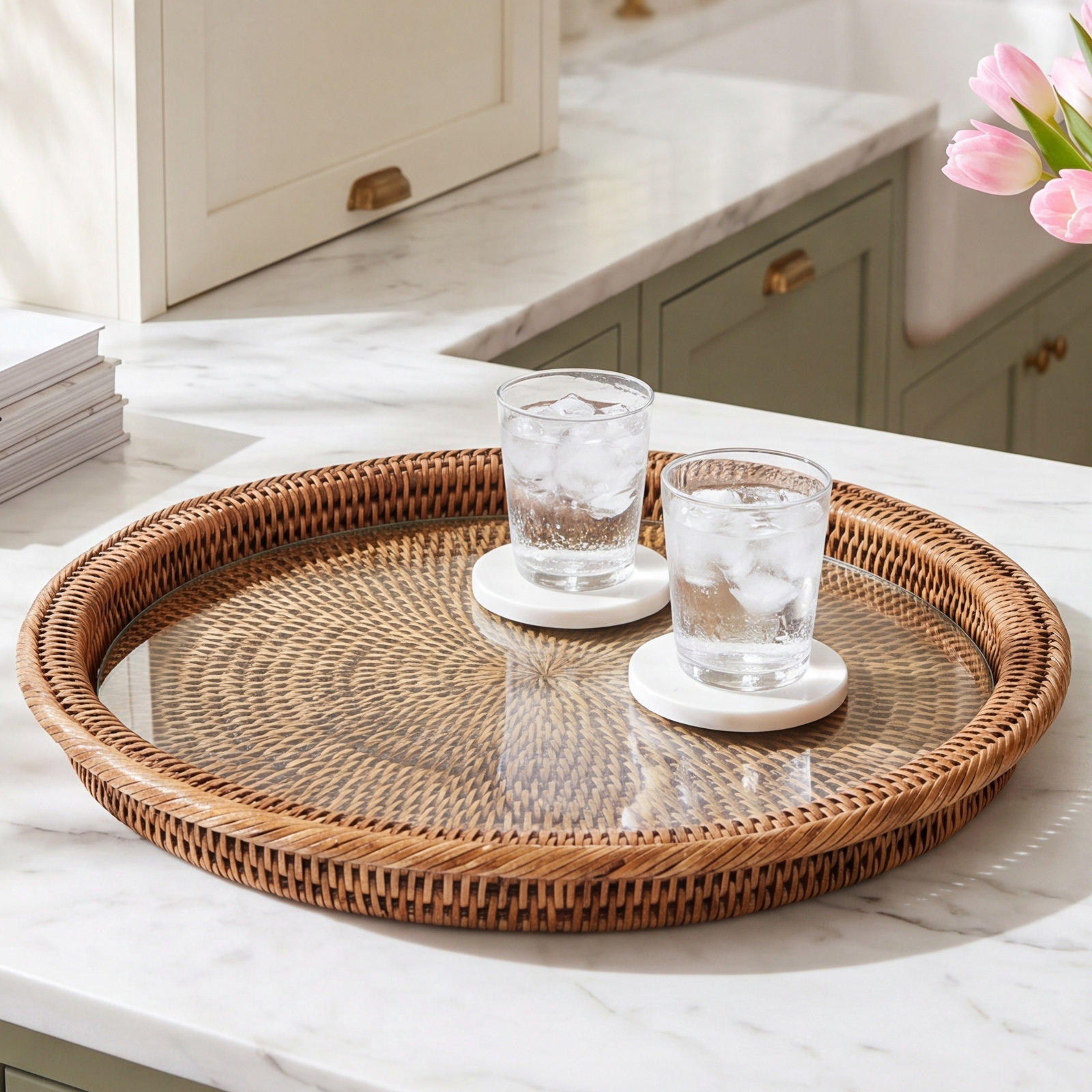 Aldana Round Platter, Brown