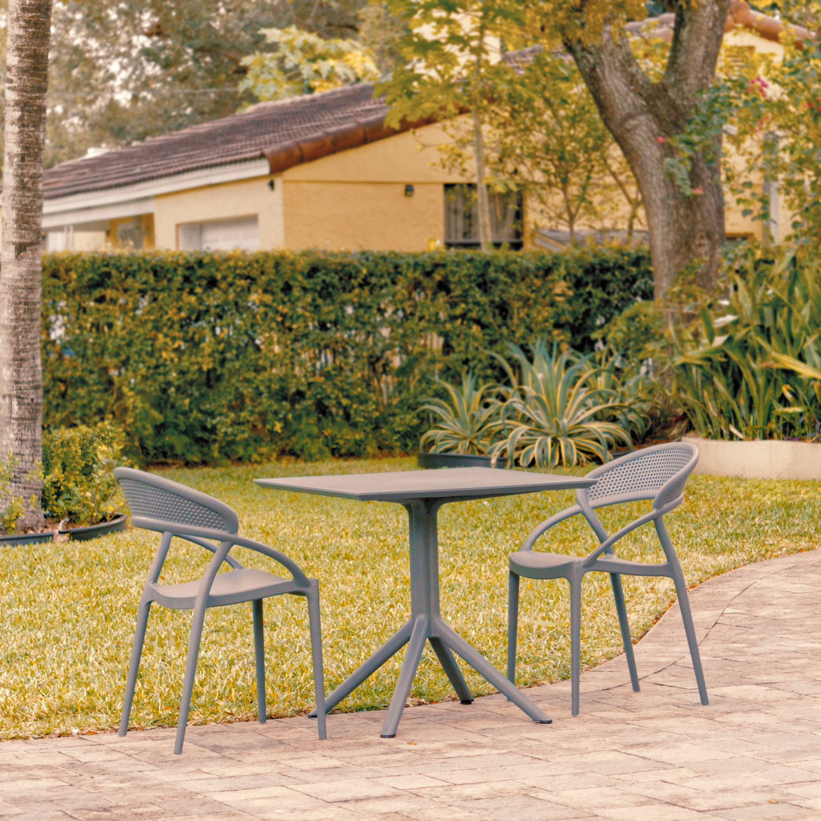 Farrah 32" Patio Bistro Set, Dark Gray