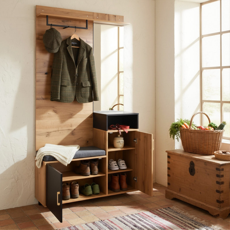 Hall Tree 105cm Wide with Bench and Shoe Storage