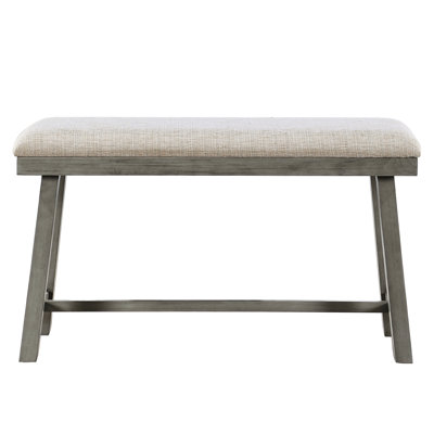 Banc industriel à hauteur de comptoir, coussin de siège texturé pour banc de salle à manger rembourré en mousse, finition grise
